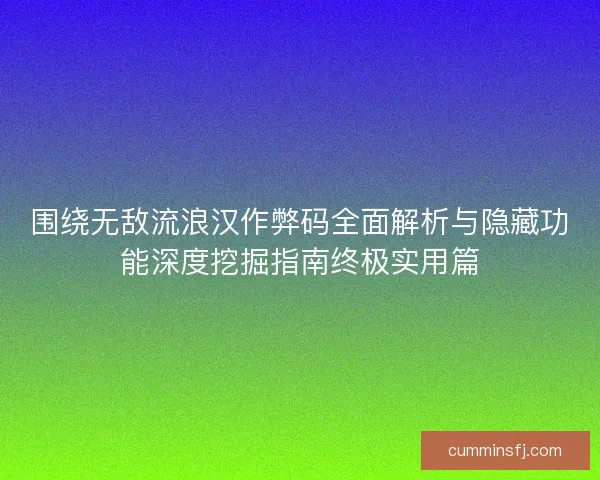围绕无敌流浪汉作弊码全面解析与隐藏功能深度挖掘指南终极实用篇
